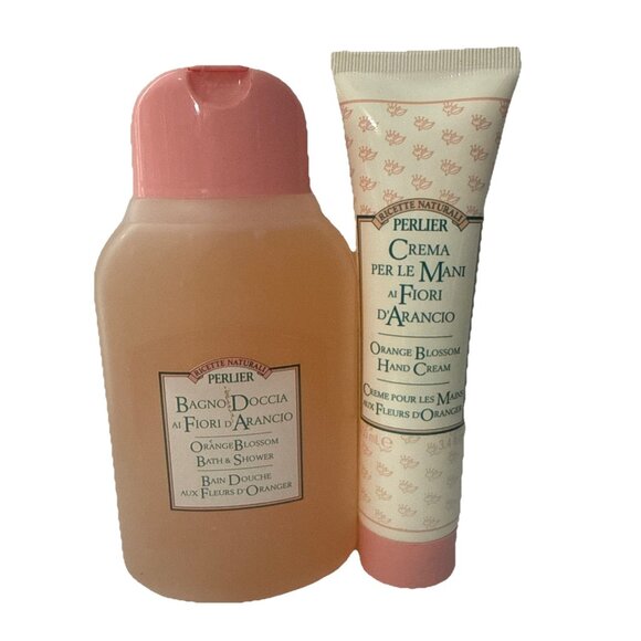 VTG 2 Pc Perlier Orange Blossom Bath & Shower 8.4oz Hand Cream 3.4oz New Lot - Picture 1 of 2